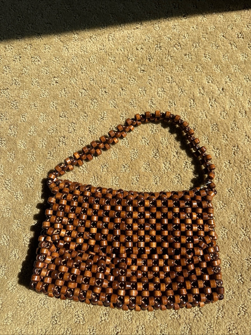 60s Vintage New Beaded Brown Handbag - Women's Shoulder Bag